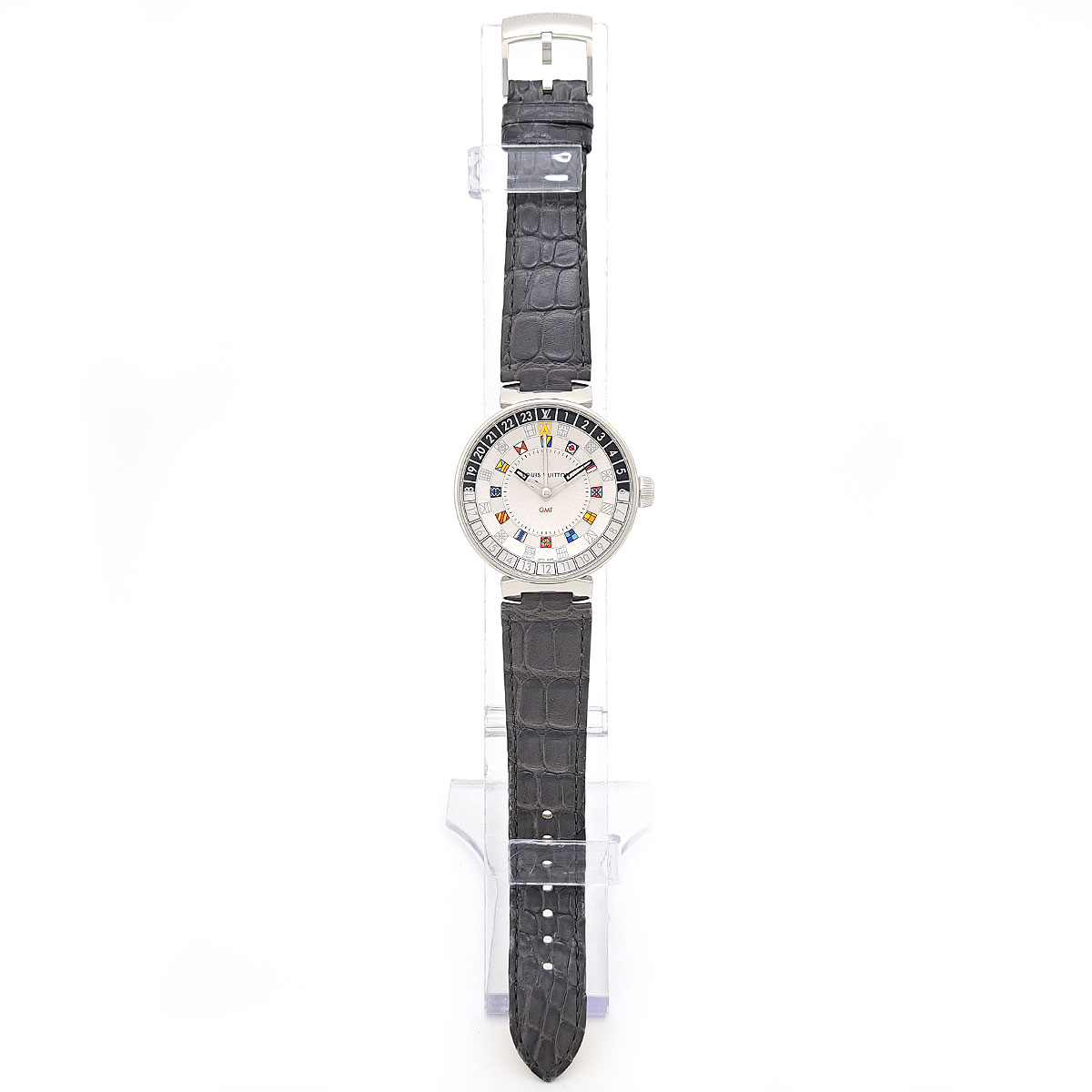 ルイヴィトン タンブール ムーン デュアルタイム QA096Z クオーツ ステンレススティール メンズ LOUIS VUITTON 【中古】 【時計】