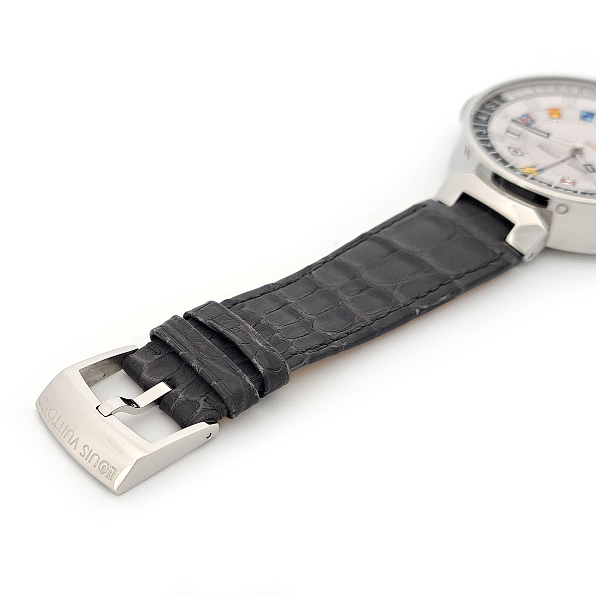 ルイヴィトン タンブール ムーン デュアルタイム QA096Z クオーツ ステンレススティール メンズ LOUIS VUITTON 【中古】 【時計】