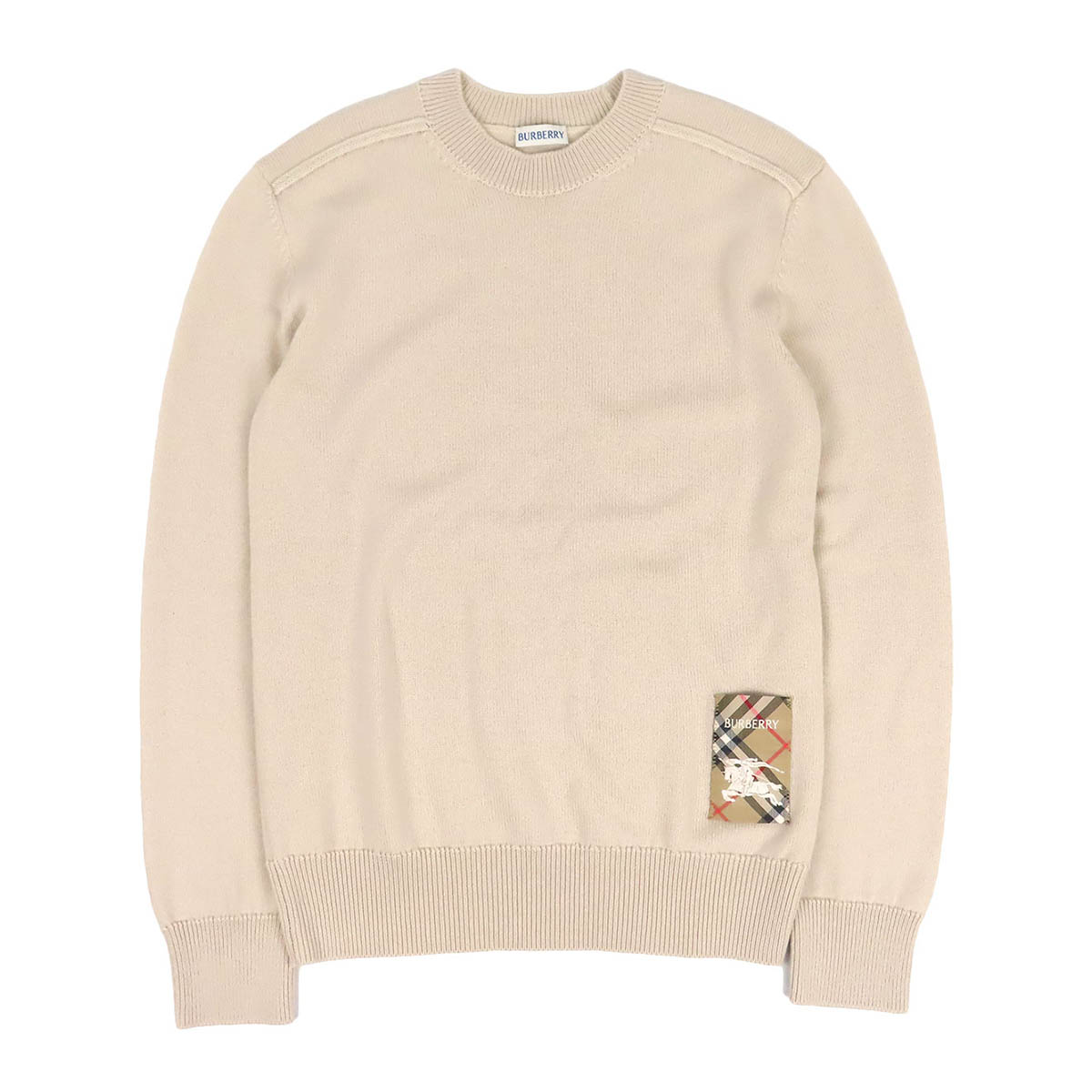 バーバリー チェックラベル ウールセーター 8103192 レディース ベージュ BURBERRY 【中古】 【アパレル・小物】
