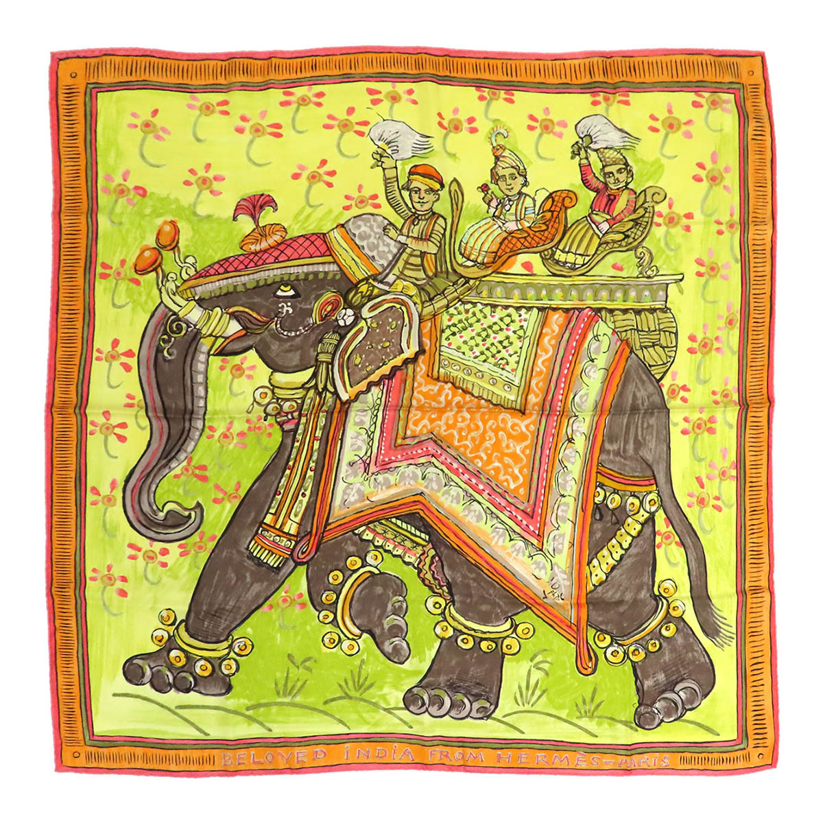 乐天商城 - エルメス カレ 90 BELOVED INDIA 深いインドの愛 スカーフ ユニセックス オレンジ イエロー HERMES 【中古】 【アパレル・小物】