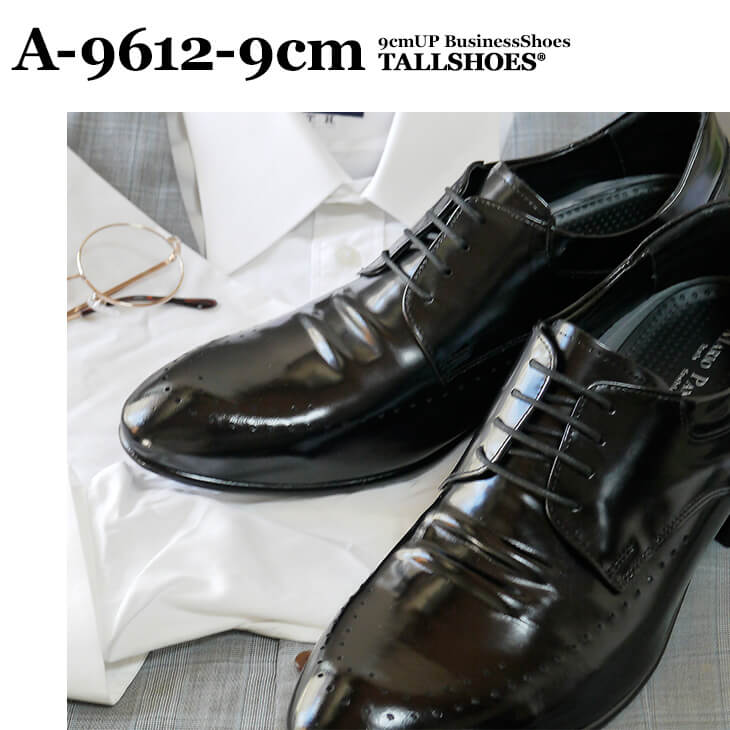 TALLSHOES シークレットシューズ 9cm ビジネスシューズ 背が高くなる 身長アップ 身長が高くなる シークレットビジネスシューズ シークレット靴 厚底 インヒール ビジネススニーカー 革靴 本革 シークレットヒール プレーントゥ 外羽根 ラウンドトゥ 送料無料 ギフト対応