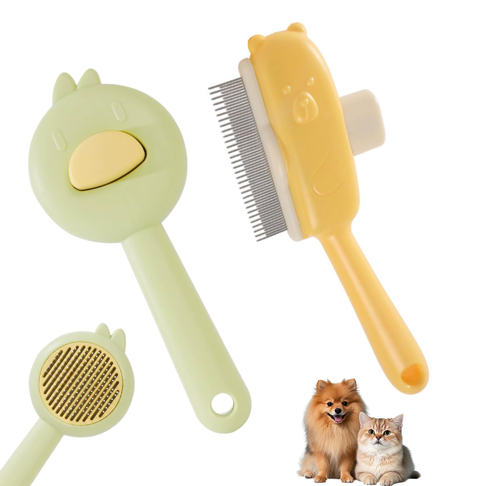WagBloom 猫 ブラシ 犬 ブラシ 2点セット ペット用 痛くない スリッカーブラシくし...