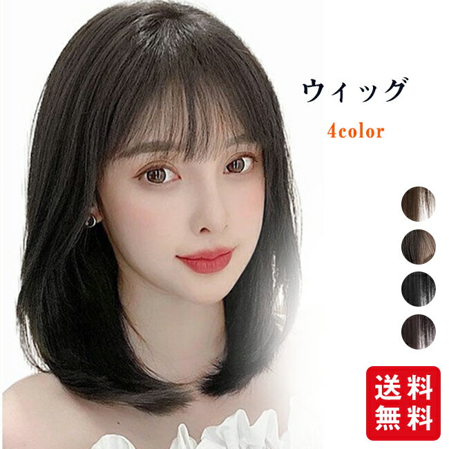 ウィッグ 部分ウィッグ ピンなし ミディアム レディース 女性 前髪あり ストレート かつら レディース グラデーション バング 自然 普段使い 小顔 可愛い ...