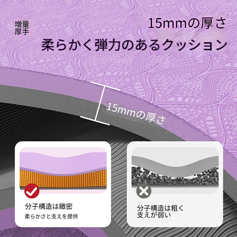 大判ヨガマット 厚手タイプ 両面滑り止め 柔らか弾力素材 騒音防止 床保護 ヨガ ピ...