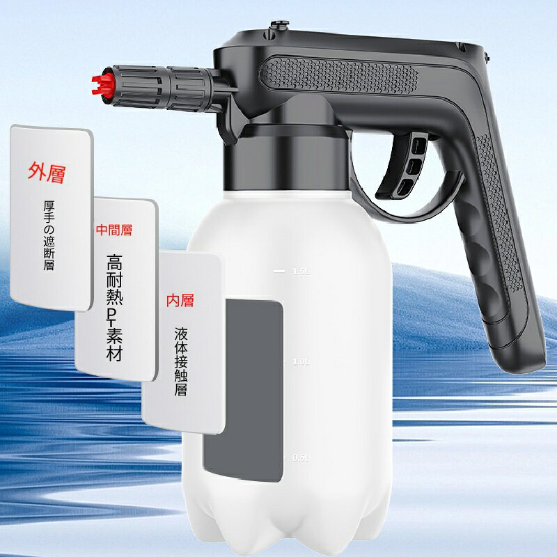 電動フォームガン Type-C充電式 フォームガン 電動発泡スプレー 泡洗車 蓄圧式 加...