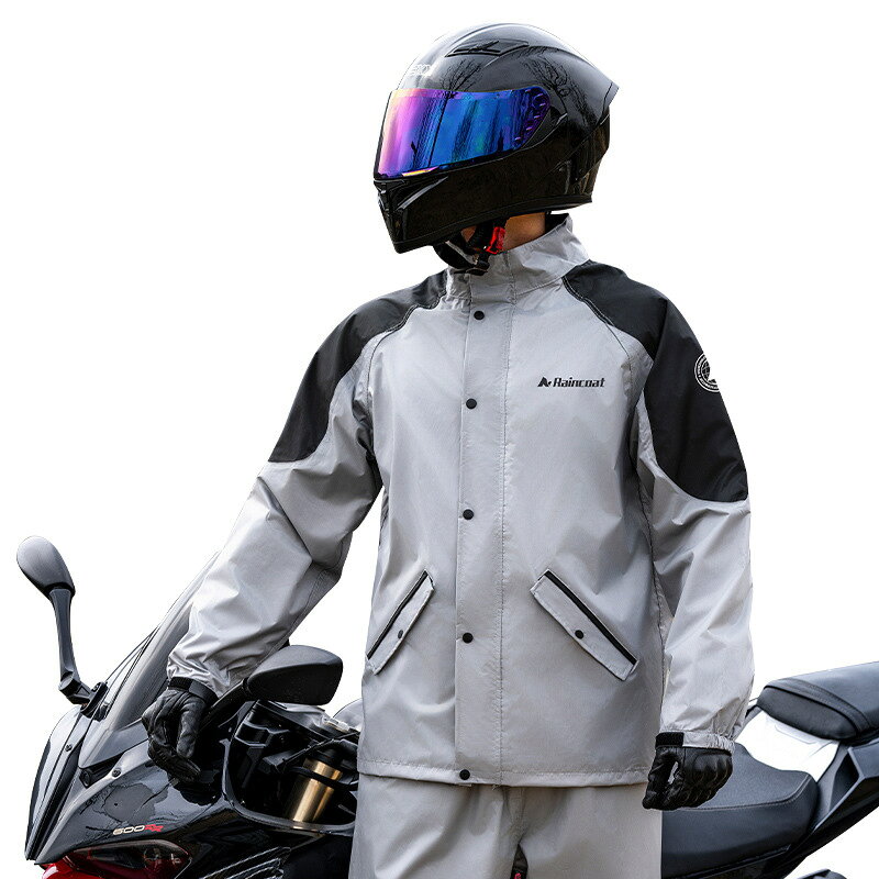 バイクレインスーツ 上下セット 新素材 インナーメッシュ通気 耐豪雨 オートバイ ツーリング 男女兼用 反射装飾 大きいフード 防風 防水 バイカー用レインウェア
