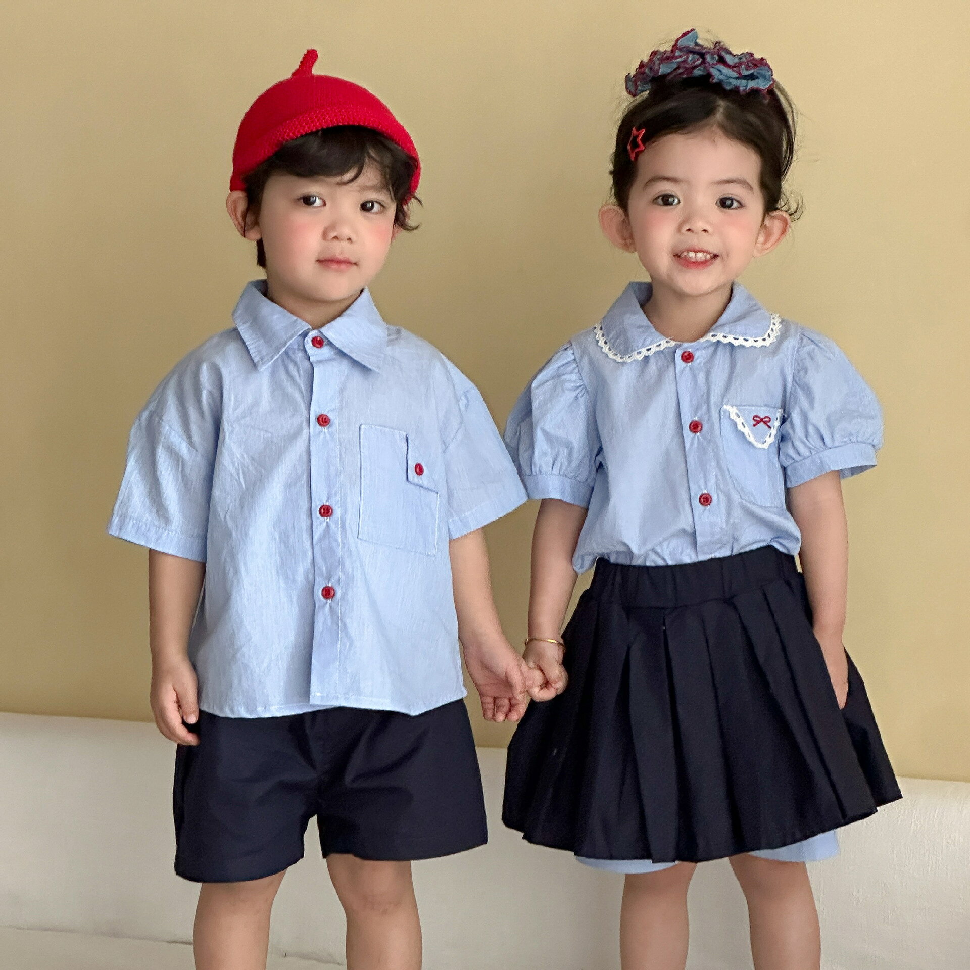 Rakuten - ベビー服 セットアップ キッズ 兄妹 女の子 男の子 子供服 上下セット ジュニア 赤ちゃん シャツ 半袖 ショートパンツ スカート 春 夏 おしゃれ 可愛い トップス ボトムス 半ズボン 入学 入園 プレゼント 幼稚園 小学生 80 90 100 110 120 130 140 150cm harumicorp