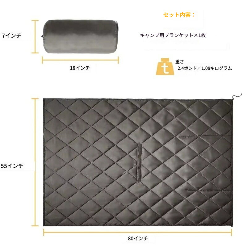 4in1 キルトブランケット 4WAY 着用可能 ショール ひざ掛け 腰巻き 寝袋 枕 毛布 肩掛け ポンチョ 防水 防風 厚手 防寒 保温 暖かい 収納袋付き キャンプ アウトドア コンパクト tutatu-10011539 tutatu サンプル画像2