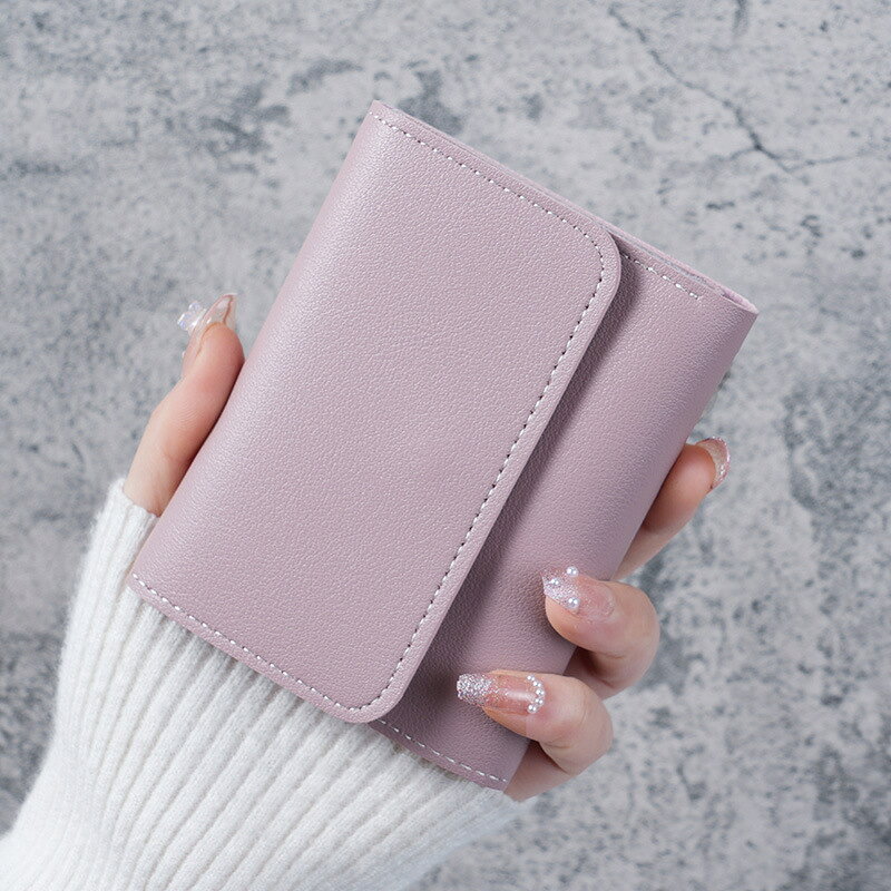 Rakuten - 財布 シンプル レディース ショート コンパクト PU 学生向け 多機能 カードケース 小銭 チケット収納 スリム薄型 複数収納スペース