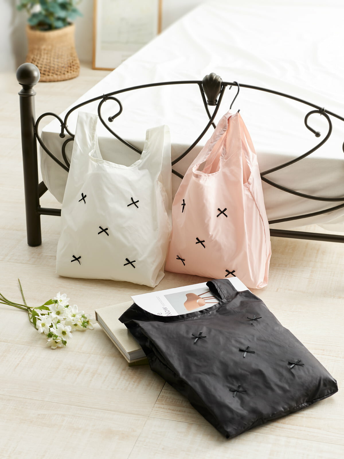 サテンリボン付きエコバッグ