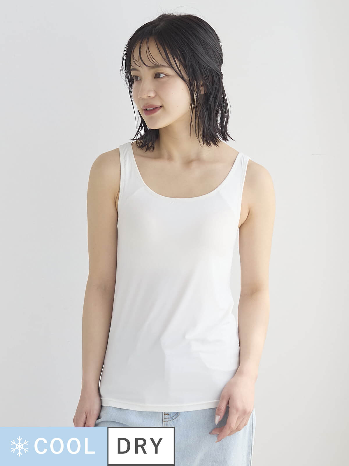 [とにかくさらっと涼しい]カップ付きタンクトップ レディース インナー キャミソール 肌着のサムネイル