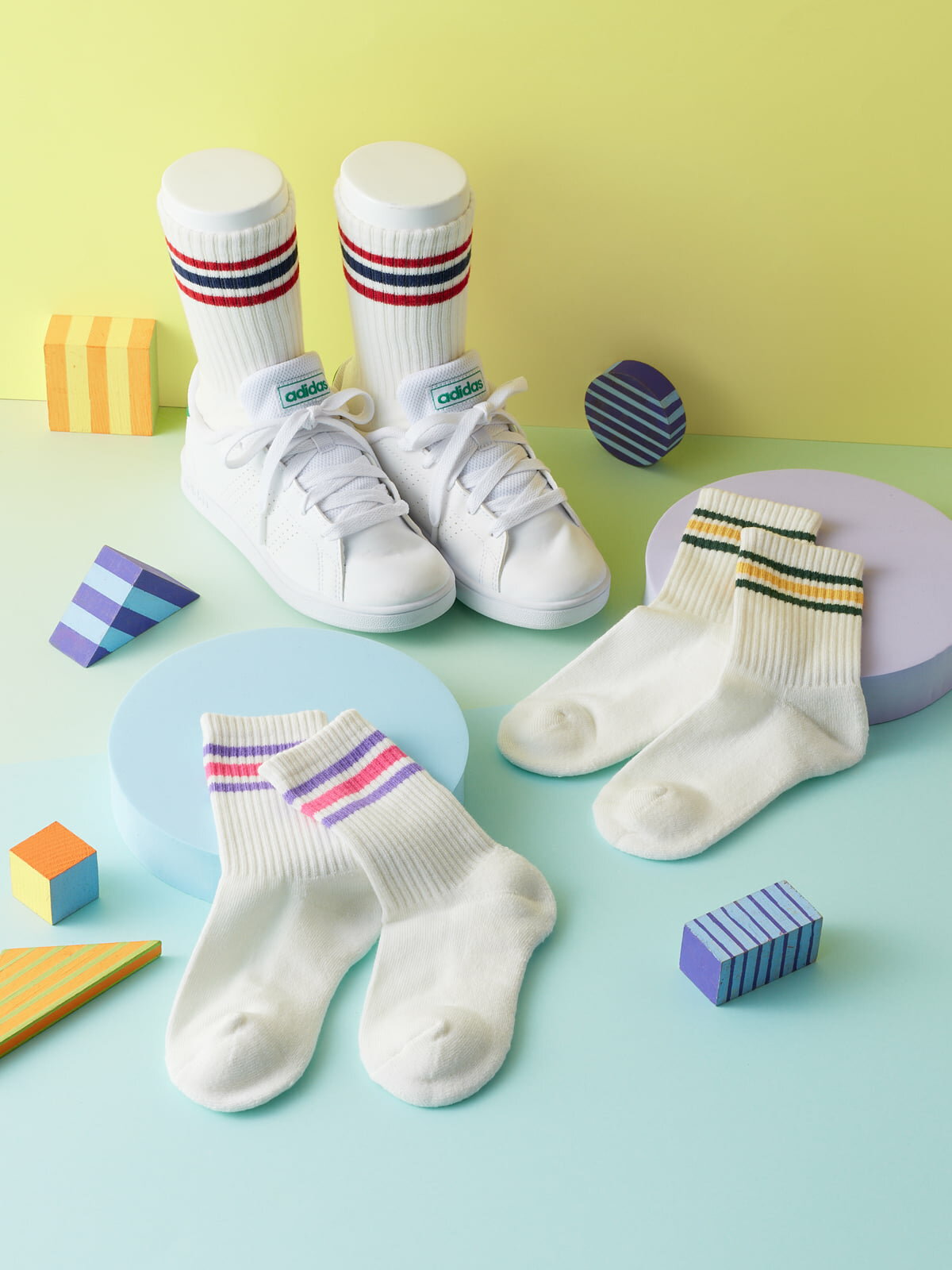 【3足組】[キッズ]ライン入りソックス キッズ ソックス 靴下 3足セット 運動会 目立つ 色 ネオンカラー ダンス シンプル ジュニア 男の子 女の子 子供用 子供 ソックス くつした 男子 無地 通園通学 イベント用 小学校 お遊戯会 運動会 発表会 蛍光 スクールのサムネイル