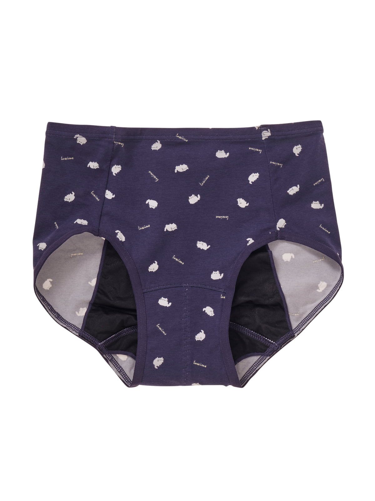 [きもちいいショーツ]綿混ネコ柄サニタリーショーツ(ジャストウエスト) レディース ショーツ 単品 パンツ サニタリーショーツ 下着のサムネイル