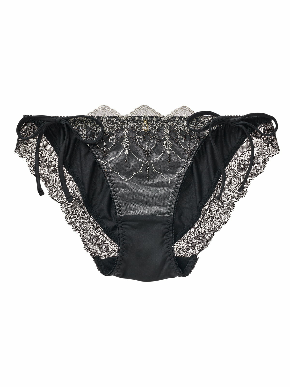 [感激のブラ・寄せる]ジュエルブラックヒモショーツ レディース ショーツ 単品 パンツ ヒモショーツ 下着