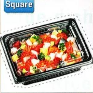 【業務用】【使い捨て容器】【デリバリー】【弁当容器】DLV角19-14 【黒】【400個入】【透明蓋付きセット】宅配に。積み重ねでき輸送時ズレにくい形状。内外嵌合式でこぼれにくい。【MSD素材】電子レンジ対応（本体）