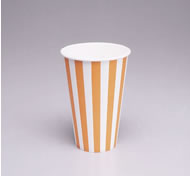 [業務用]紙コップ 12オンス(360ml)ストライプ 50個入りオレンジのストライプ柄 おしゃれでかわいいコップ分類(紙製/…