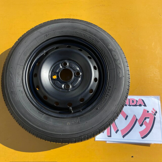 【中古】スペアタイヤに最適ホンダ純正スチールホイール4J13+40＋5mm7分山2021年生産タイヤ145/80R13、1本、N－BOX、NーBOXカスタムにテンパータイヤの代わりや応急用に最適、曲げた方の交換用、通常使用もOK