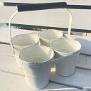 LONLO4ポットホルダーシャビーホワイト、アンティーク加工feelthesea海を感じる雑貨小物入れ、飲み物入れ、多肉植物、サボテン、観葉植物などに取っ手付き、雑貨、多肉フレンズ、フィールザシーおすすめ品お部屋、店舗、カフェに最適
