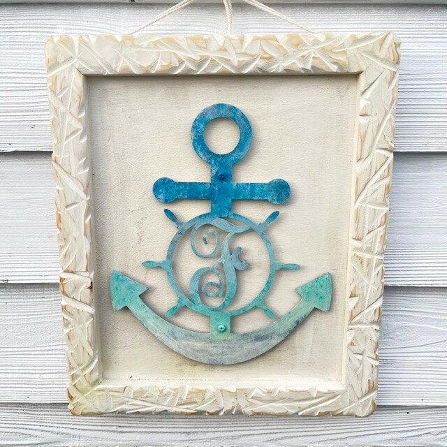 アンカー メタルアート+ウッドフレーム錨 イカリfeelthesea海を感じる雑貨南国テイスト西海岸ビーチお..