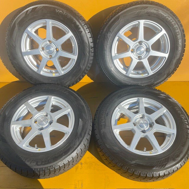【中古】2017年製185/70R14日本製 ヨコハマ スタッドレスタイヤ+格安アルミホイール5.5J14+42、100/4穴4本SETノートE12、に最適