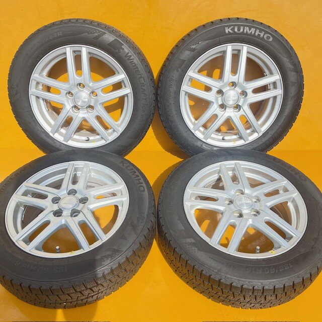 Rakuten - 【中古】2020、7.5分山クムホ スタッドレスタイヤ185/60R15＋アルミホイール6J15+45、100/5穴シエンタ (NCP175G, NHP170G, NSP170G, NSP172G)用サイズ
