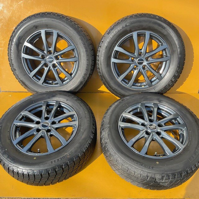 【中古】2019年製産、日本製ブリヂストンスタッドレス215/65R16+綺麗なアルミホイール6.5J16+40／114.3・5穴4本SETアルファード ヴェルファイア エスティマ C-HRデュアリス プレサージュ T30 エクストレイルCX-30などに