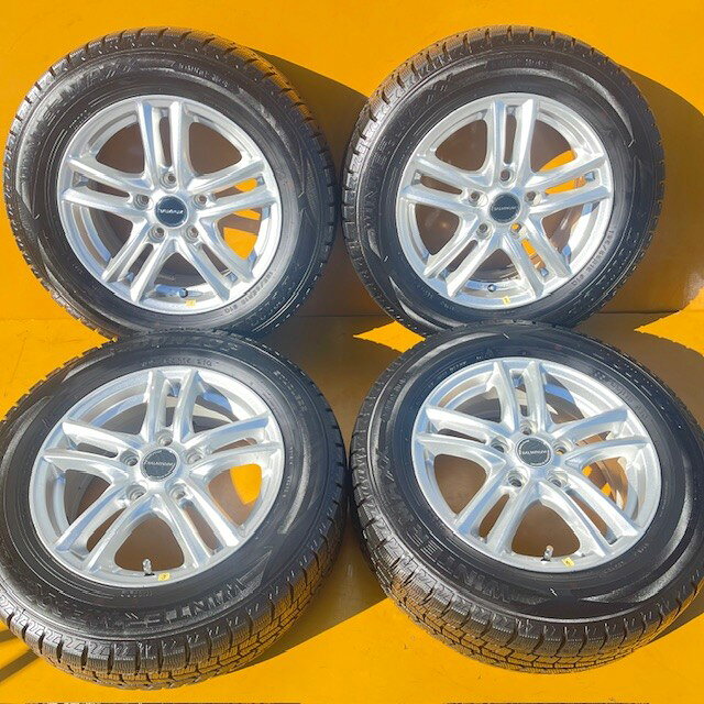 【中古】2021年製 8分山 日本製ダンロップ、スタッドレス 195/65R15＋ブリヂストン製アルミホイール6J15+52、114.3、4本SETアイシス 、エスクァイア 、ノア 、プログレ 、ヴォクシー ステップワゴンに「プラットホームまで約4mm」