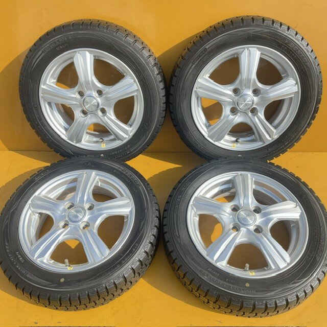  2019年 日本製 分山ダンロップ、スタッドレス155/65R14＋ビオレント、アルミホイール4本1台分SET4.5J14+45、100/4HN-BOX・NーONE・デイズ・MR・ラパン・ワゴンR・スペーシア・ウェイク・タント・イース・ミラ・キャンバスなど