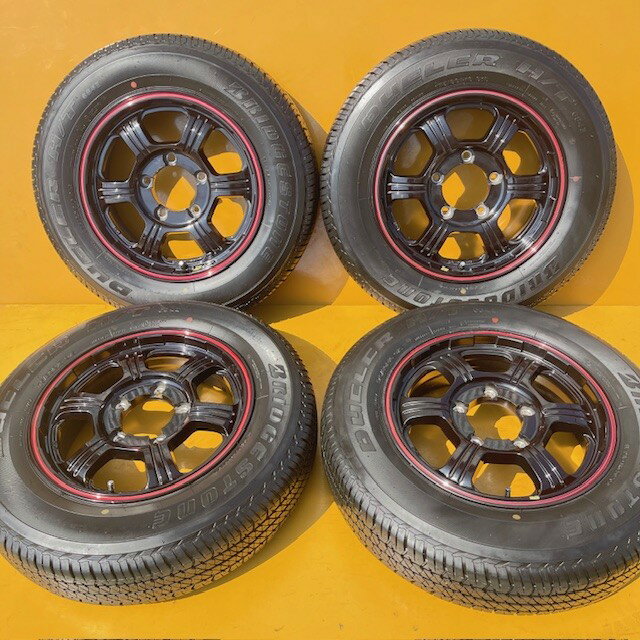 【中古】ジムニー専用サイズセットブリヂストンデューラーH/T175/80R16＋PREMIXファング5.5J16+20、139.7/5穴アルミホイール