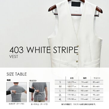 インナーアレンジに最適 タキシード小物3点セット 403WSホワイトストライプ ベスト、タイ、ポケットチーフ★レンタル4泊5日 往復送料無料★ユーロタイスタイル