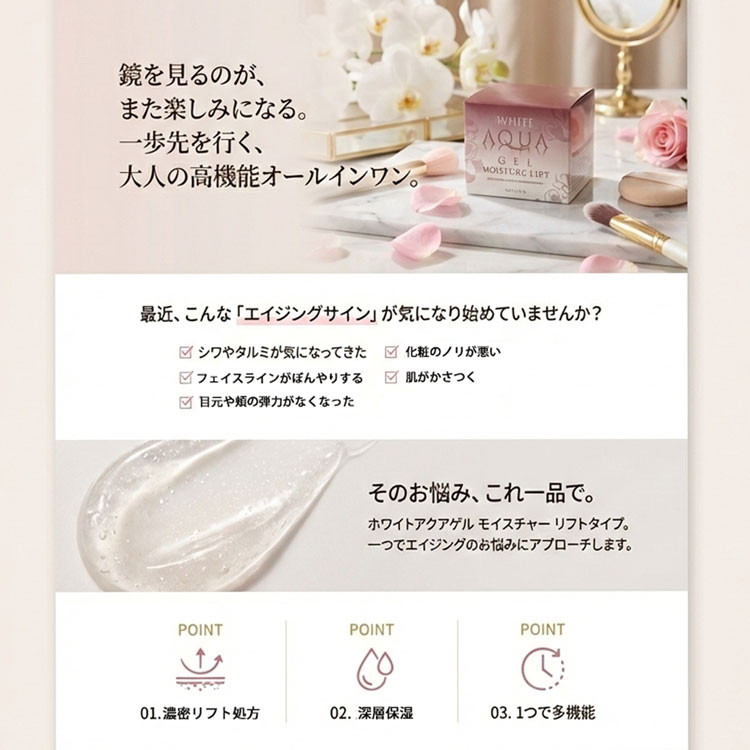 メリカ 薬用 ホワイトアクアゲル モイスチャーリフト 150g リフトタイプ ハリ無添加オールインワンジェル保湿下地 プロ用美容室専門店 プレゼント用 プチギフト用 贈り物 ギフト用 誕生日 2