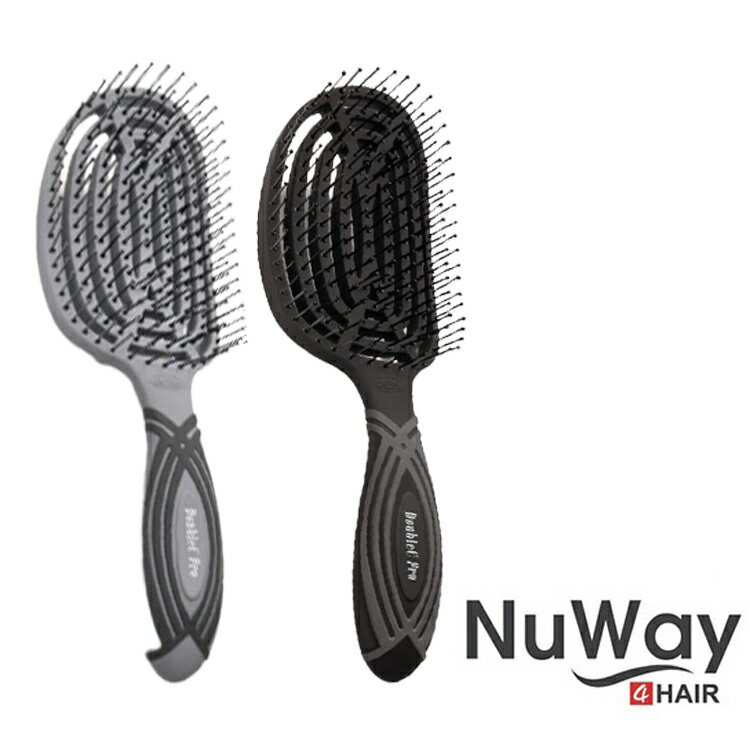 NuWay DoubleC Pro ニューウェイ ダブルCプロ ヘアブラシ くし ブラック グレー 通気性 ブロー プロ用 ..