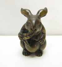 木彫り根付〜猿蟹〜一刀彫/素材:柘植