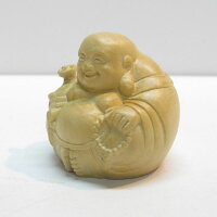 写真撮り直し〜木彫り布袋様〜一刀彫/素材:柘植(置物)