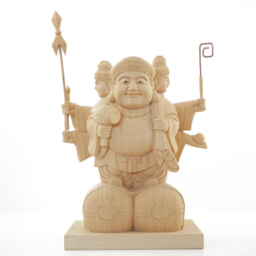 三面大黒天 木彫り 仏像 置物仕様:無垢 / 素材:桧 三面大黒天 木彫り 仏像 置物仕様:無垢 / 素材:桧