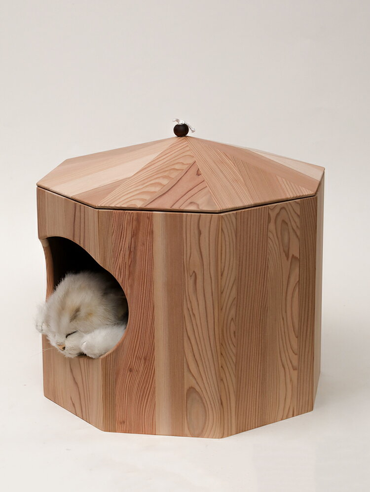 【横幅35cm】屋久杉 ペットゲージ 猫 犬 動物 一刀彫 / 素材:屋久杉(木製,無垢,一枚板,犬小屋) [2]