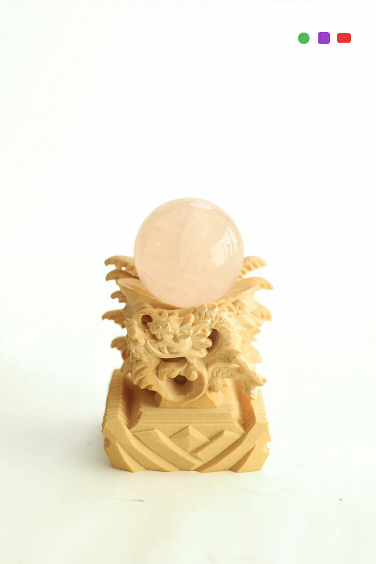 丸玉台座 龍彫玉台座（ミニ寸） 木彫り仕様：無垢 / 素材：ひのき（置物,縁起物,パワーストーン）