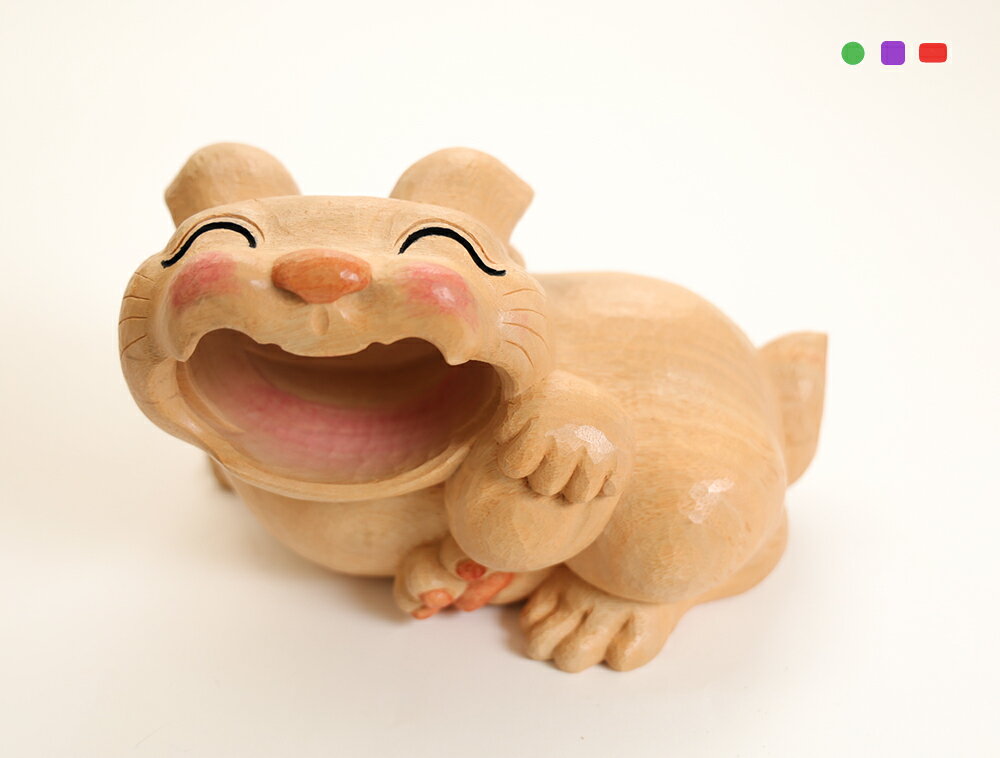 【総高12cm】うさぎ 木彫り 一刀彫 / 素材：楠（うさぎ 動物 置物 木彫）~