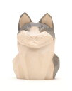猫 木彫り 置物 仕様:無垢/素材:楠(作家物 縁起物 木彫 動物)(3)