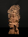 【総高33cm】不動明王 木彫 仏像一刀彫 / 素材:欅(縁起物,置物,不動明王像,木彫り,お守り)~