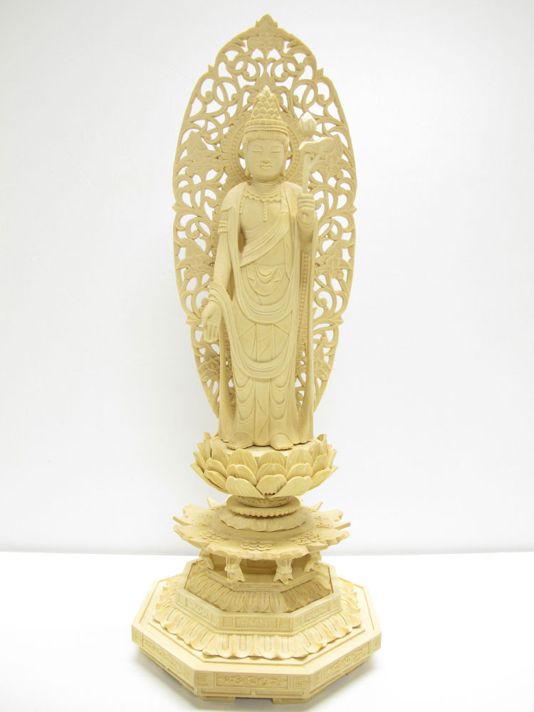 観音菩薩 木彫り 仏像仕様:無垢 / 素材:柘植