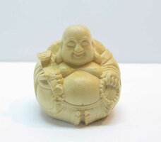 〜木彫り布袋様〜一刀彫/素材:柘植(置物)