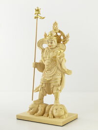 〜木彫り仏像毘沙門天〜一刀彫/素材:柘植