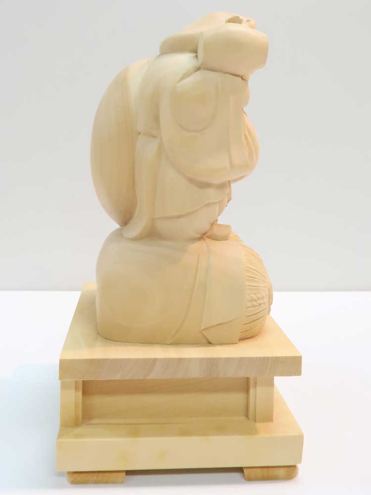 大黒天 仏像 木彫り 縁起物 一刀彫 / 素材:柘植(置物 大黒様 木彫) [3]