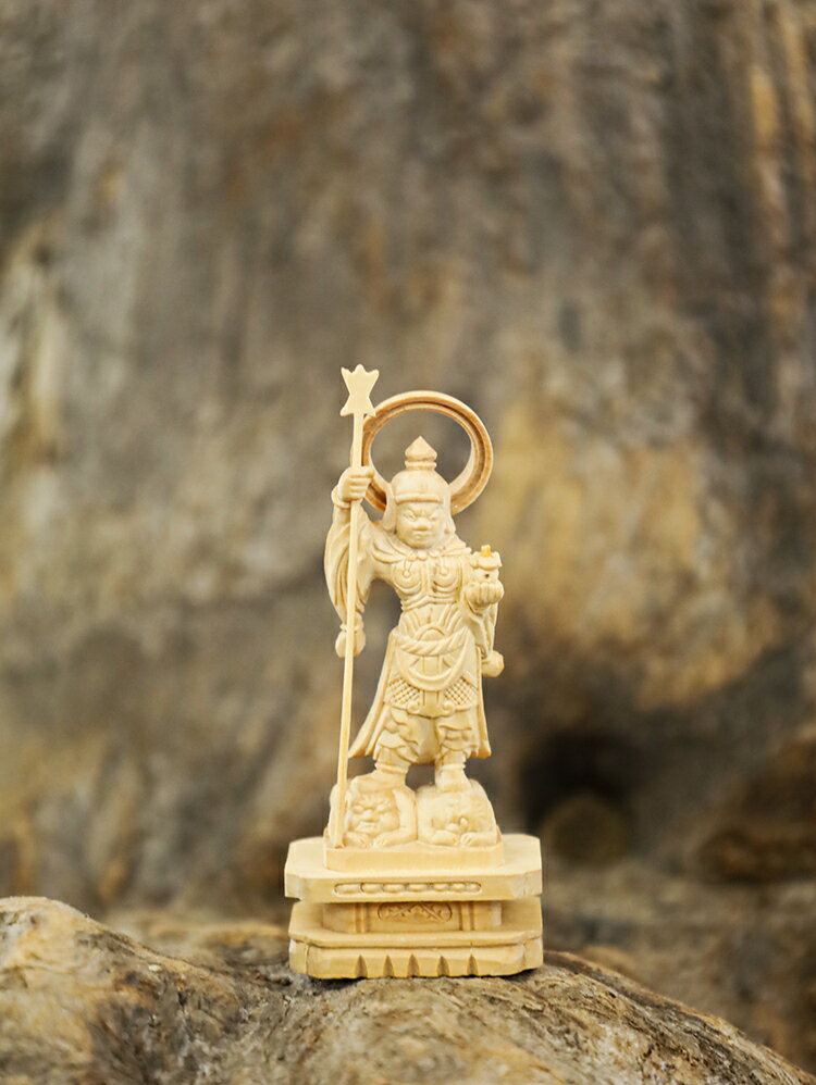 毘沙門天仏像木彫り『一刀彫/素材：...