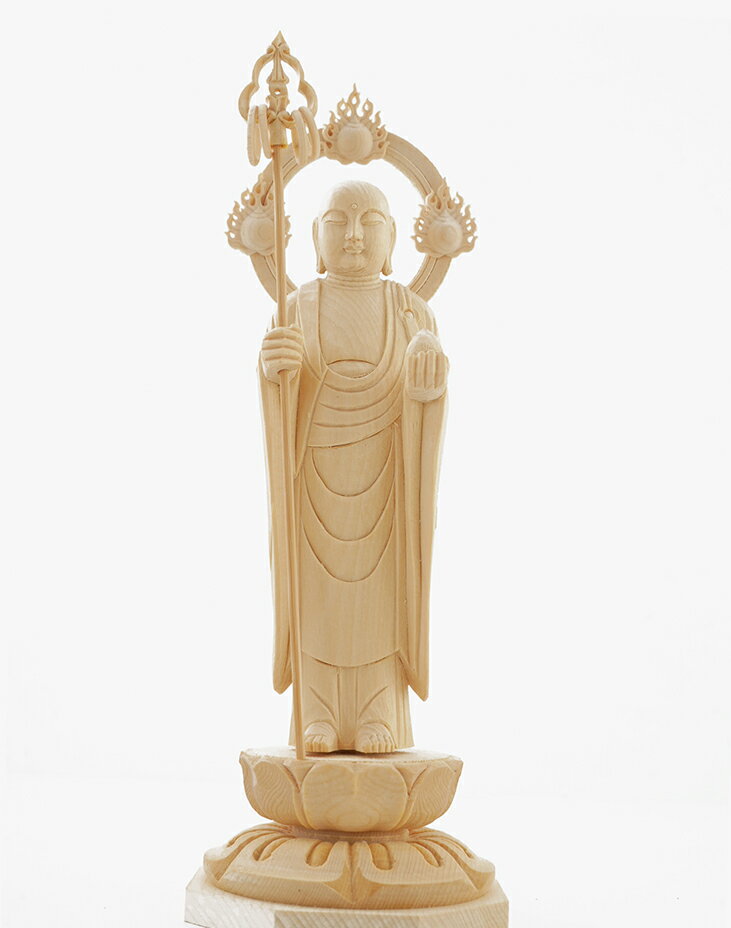 地蔵菩薩 木彫り 仏像 仕様：無垢 / 素材：桧(縁起物,置物,お地蔵様)