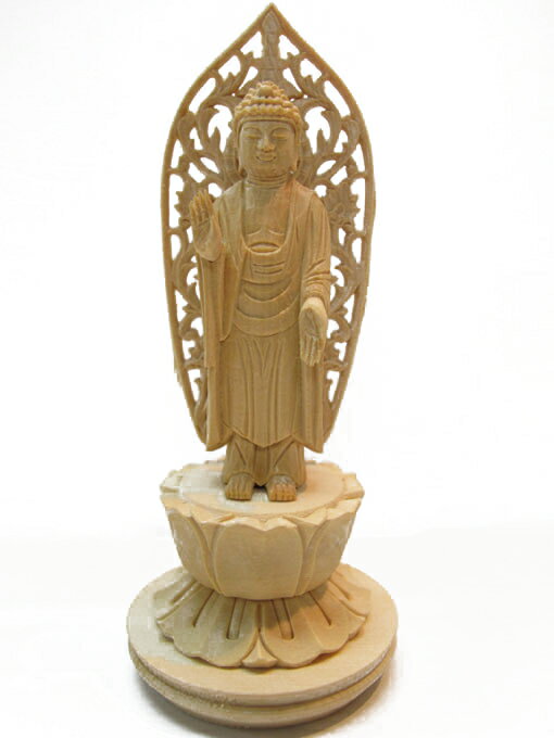 釈迦如来 木彫り 仏像 縁起物 仕様:無垢 / 素材:桧~