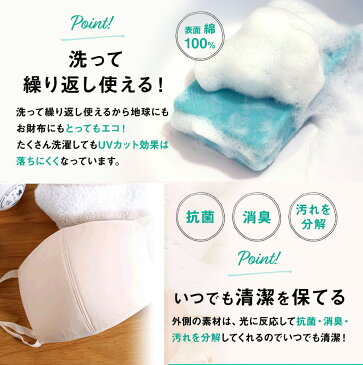 洗える マスク 送料無料 不織布使用 ツーヨン 冷感繊維 2枚入り UVカットマスク 耳が痛くならないフラットテープふつうサイズ 表生地綿100% 裏生地メッシュ構造 立体設計 通気性 紫外線遮蔽率97%〜99% 無地 オフホワイト・ブラック・他2色紐 長さ調節可能