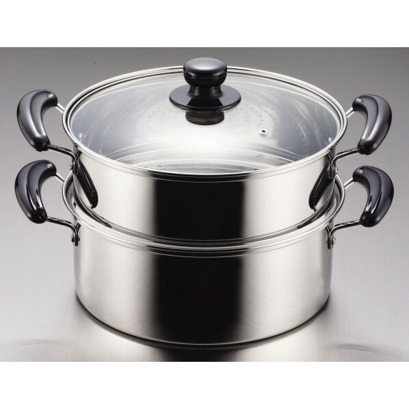 パール金属 だんらんステンレス製両手2段蒸し器H-5875 26cm 246561