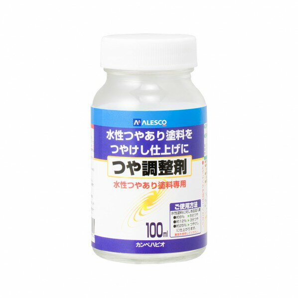 特徴 ●特徴:水性つやあり塗料のつやを調整することが出来ます。 塗料に対して、約6%で5分つや約12%で3分つや、約25%でつや消しになります。 約25%薄めることで、水性つやあり塗料をビニールクロスへ塗装することが出来ます。 ●危険物分類:非危険物 仕様 サイズ 52×52×97(mm) カラー とうめい 重量 100ML 材質 入数 1個 00087660202100